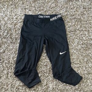 Nike Black Capris with White Logo size large